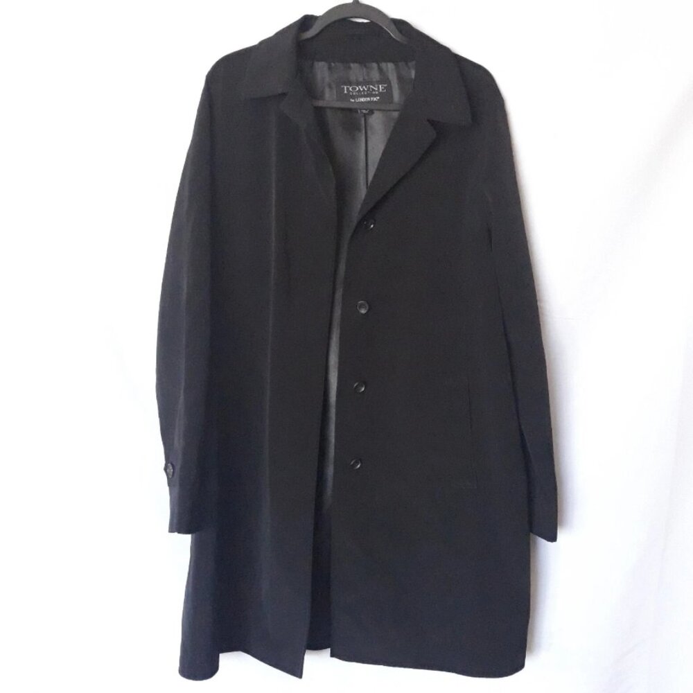London Fog Men’s Trench Coat Black Size L Classic Towne Collection